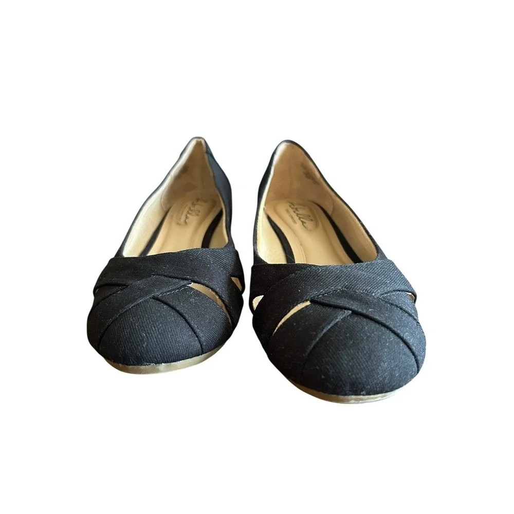 Abella True Comfort Wedge Heeled Canvas Pumps Womens Size 9.5M Black Classic